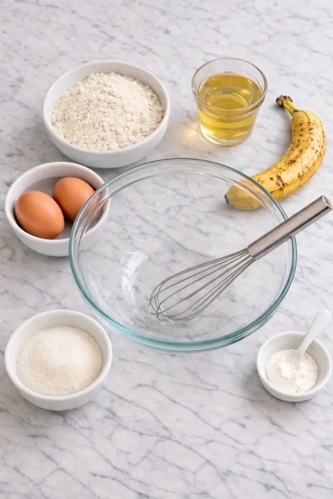 ingredientes para preparar un budín de banana sin gluten