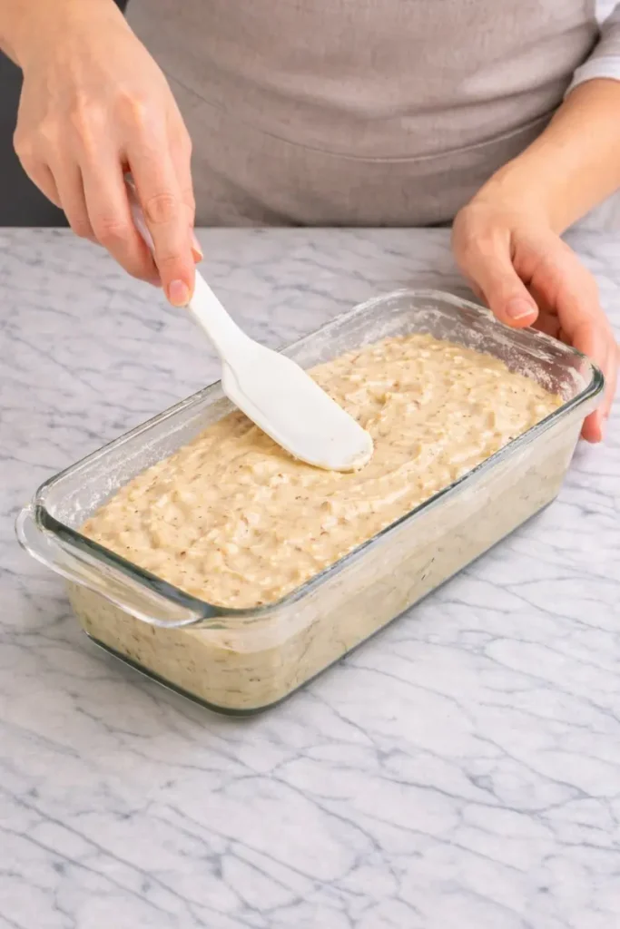 budín de banana sin gluten en el molde